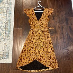 Leopard wrap dress midi length